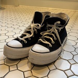 Converse Black and White High-Top Platform Sneakers